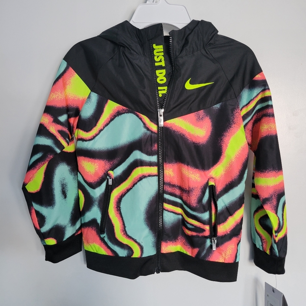 Nike Kids Black Multi-Color Swirl Zip Hoodie Jacket
